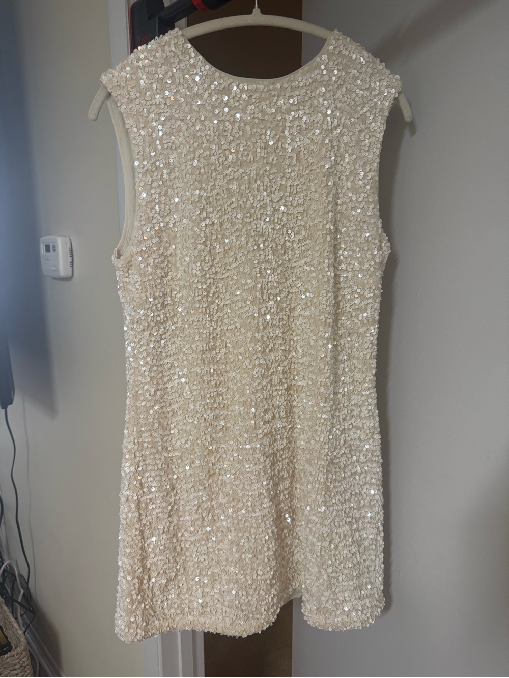H&M Cream Sequin Sleeveless Shift Dress